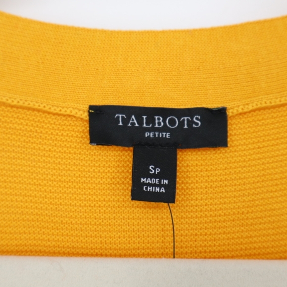 Talbots Women's Yellow Button Front V Neck Cardigan Sweater Size Small Petite - Picture 5 of 14
